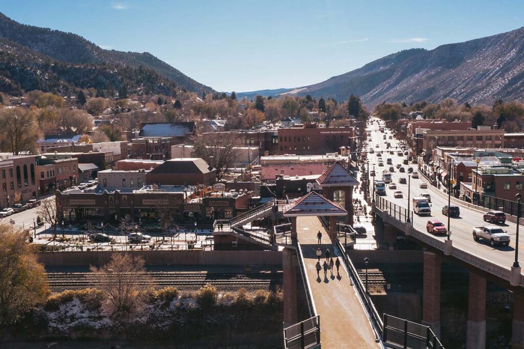overhead view of glenwood springs colorado