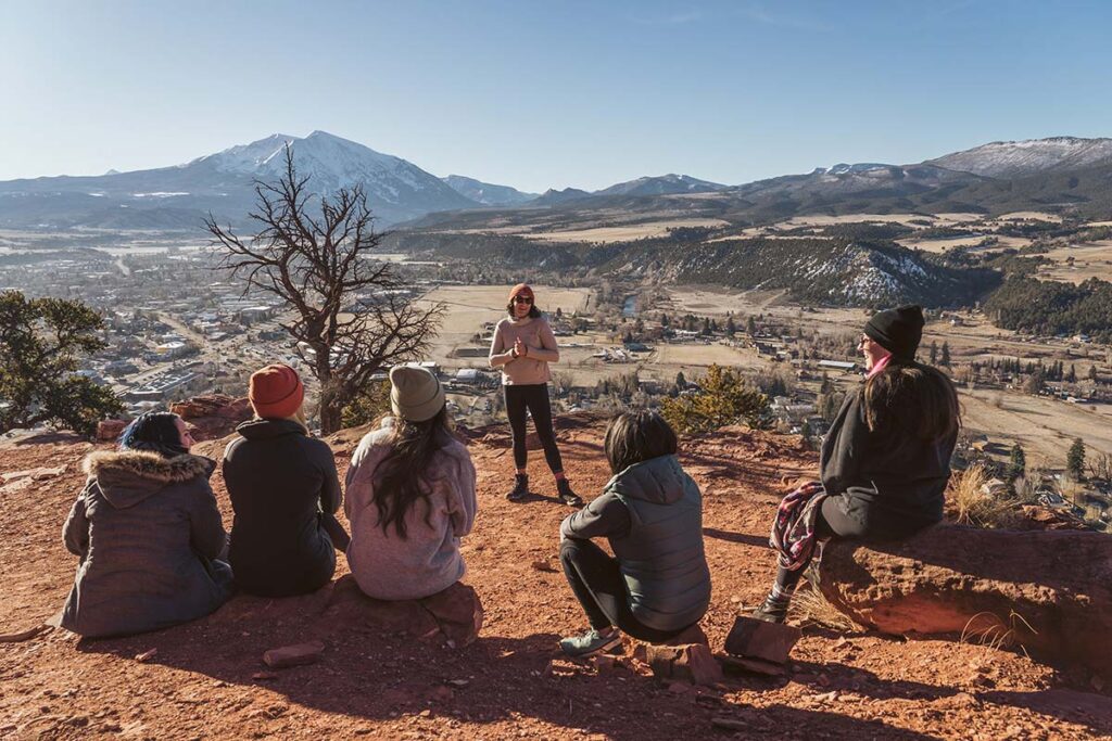 Women having a discussion outdoors